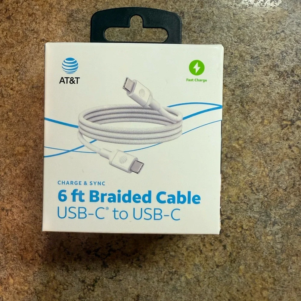 White USB-C to USB-C Braided Cable - 6 ft